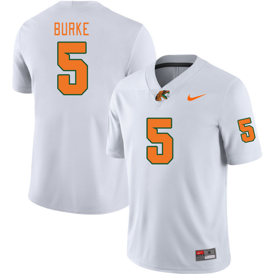 Men-Youth #5 Kareem Burke Florida A&M Rattlers 2023 College Football Jerseys Stitched-White